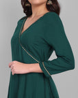 Women's Green Angrakha Kurta With Pant And Dupatta