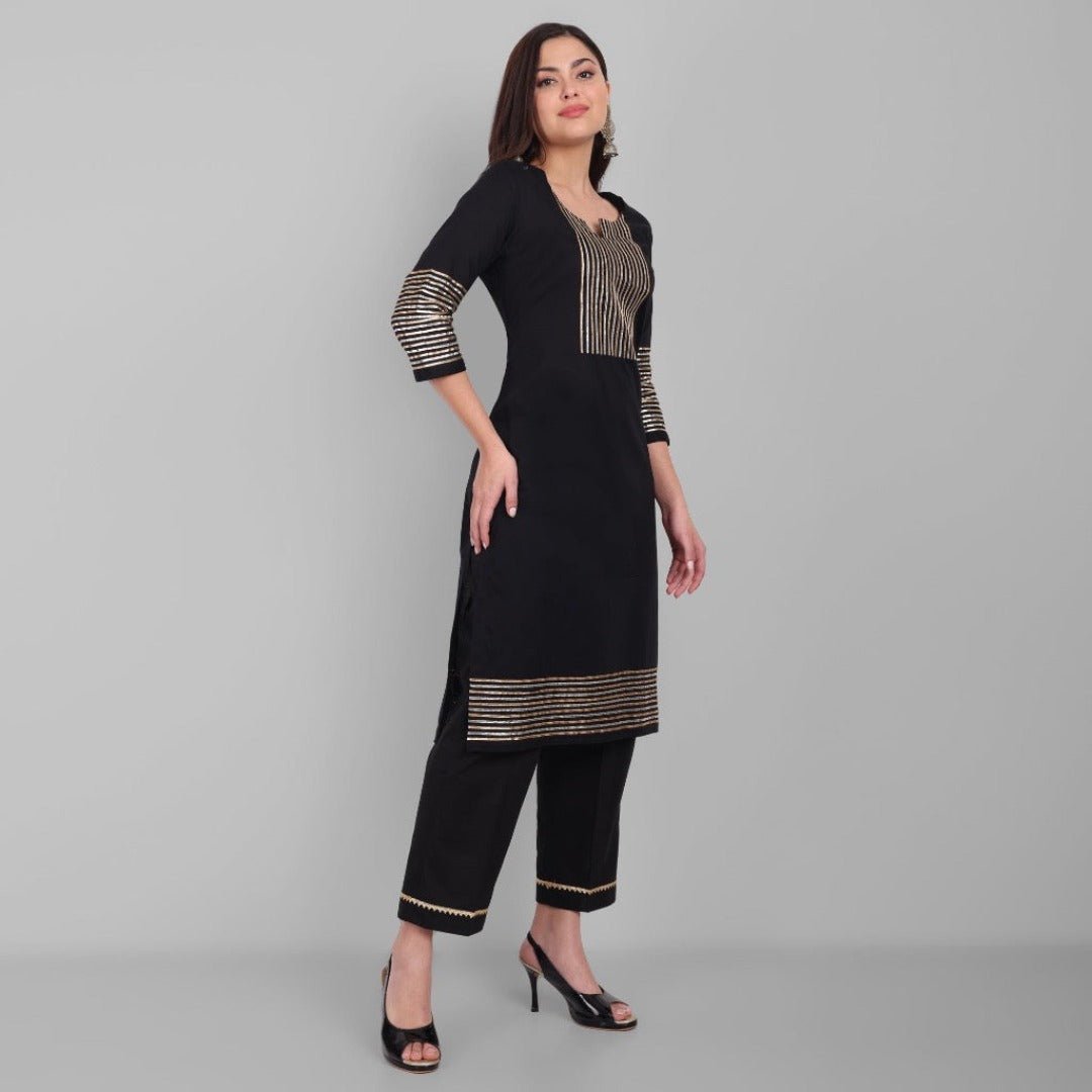 Amreen Dhanak Black and Gold Co-Ord Set