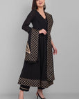 Black Gota Angrakha Kurta Set