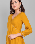 Yellow Angrakha Kurta Sets for Women