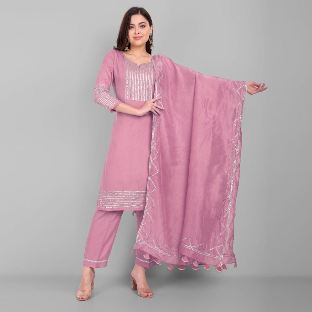 Amreen Pink Dhanak Kurta and Dupatta