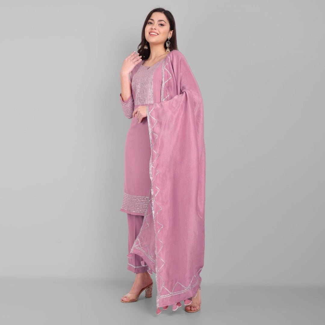 Amreen Pink Dhanak Kurta and Dupatta