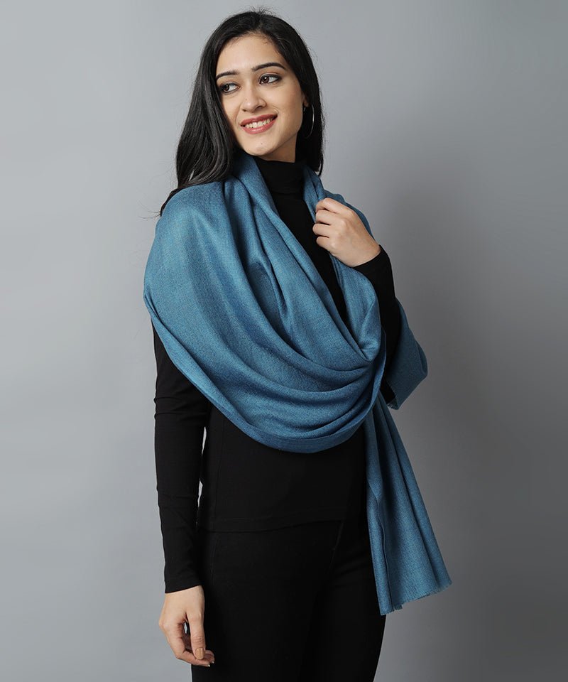 Azure Blue Cashmere-Pashmina Stole