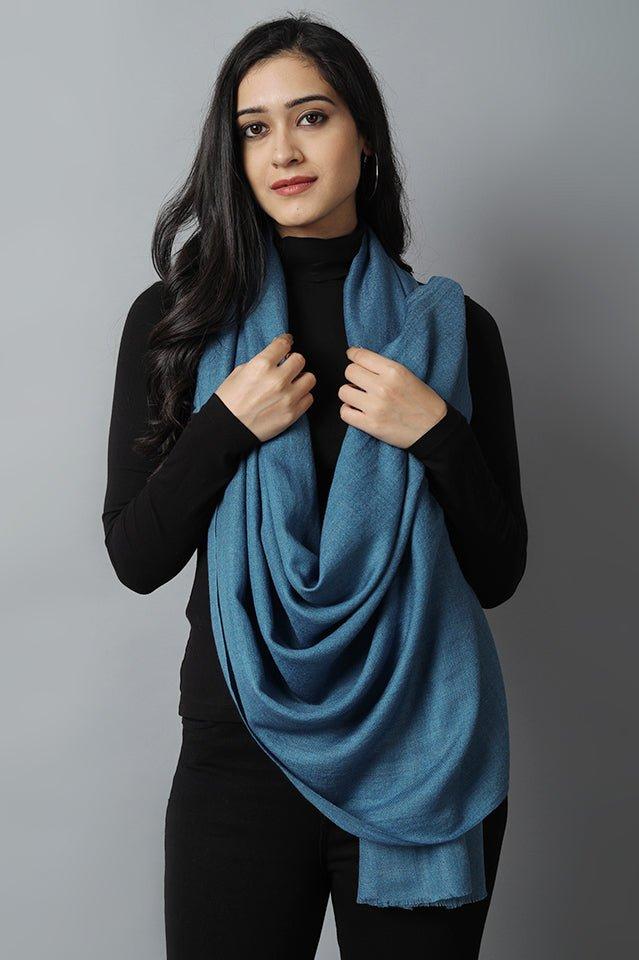 Pure Blue Pashmina Scarf