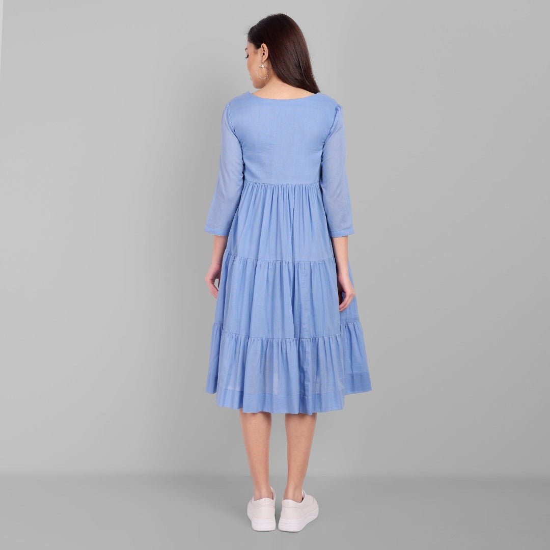 Azure Mul Cotton Graduated Short Dress