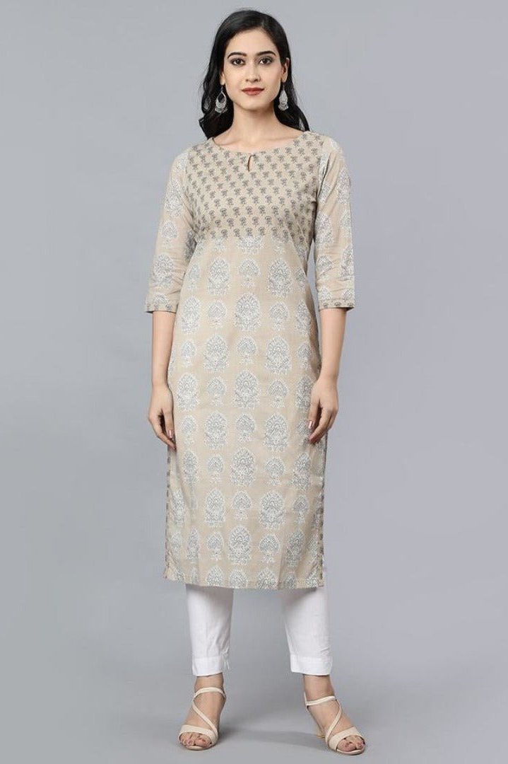 Light Beige Blue Buta Kurta Set