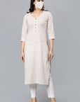 Beige V Neck Candy Cane Kurta Online