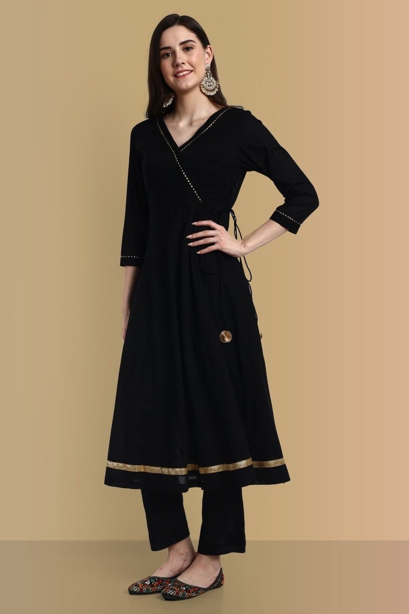 Black Anarkali Kurta With Pant and Dupatta