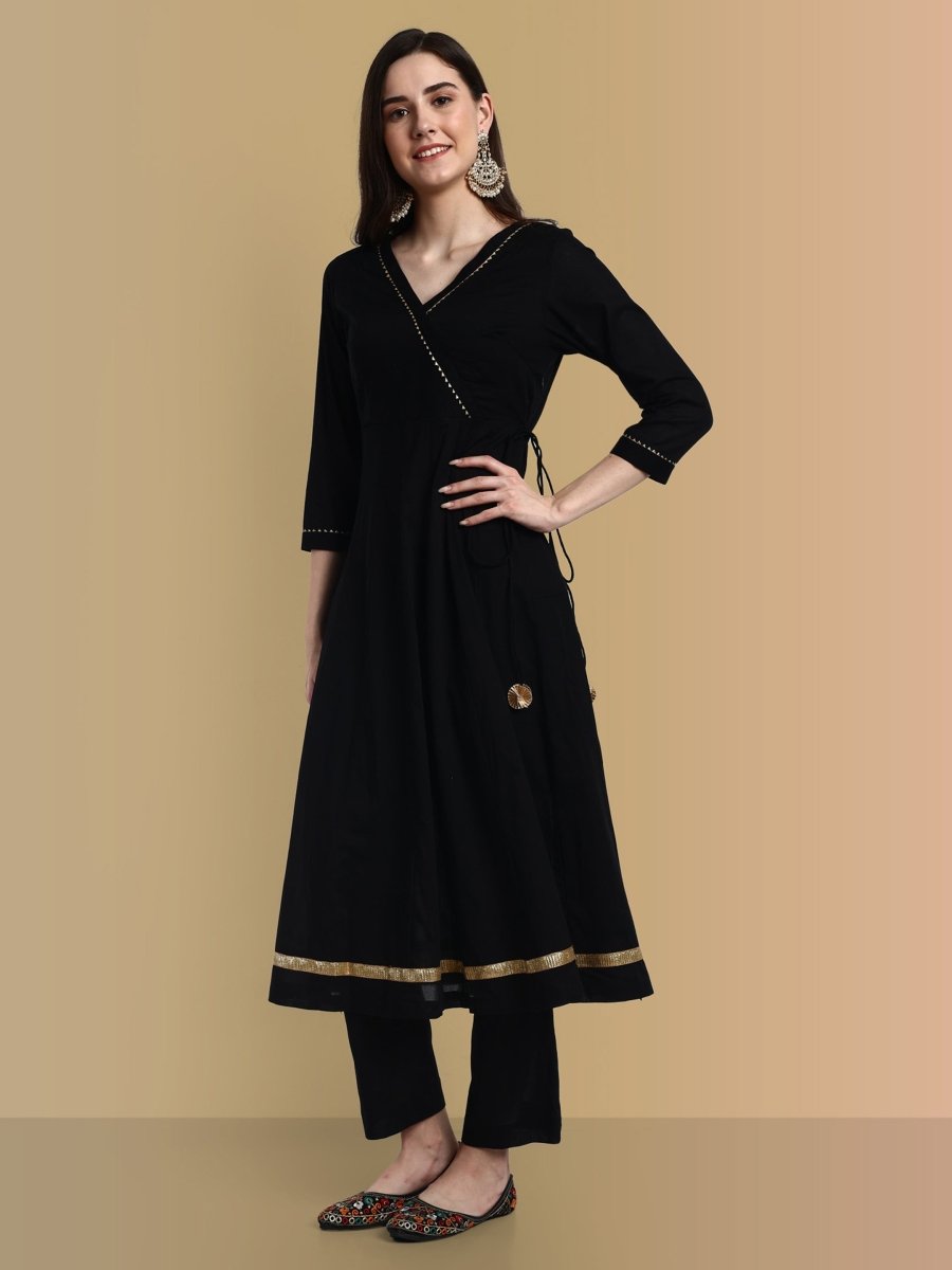 Black Anarkali with Pant and Dupatta