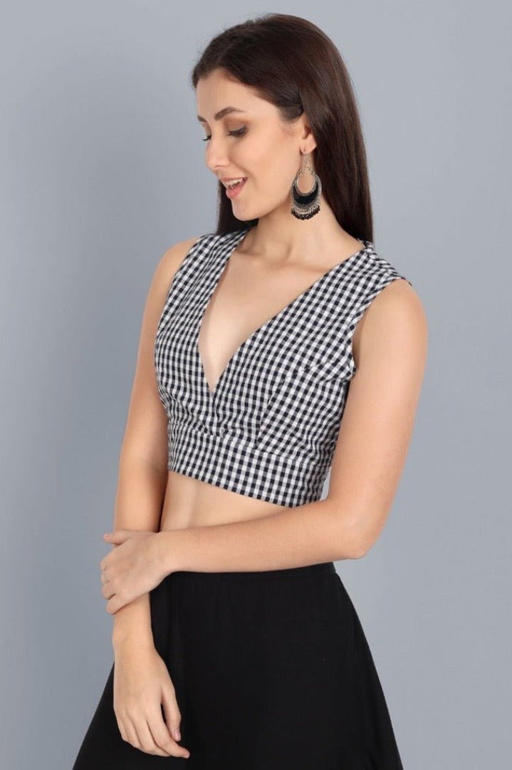 Women's Black and White Gingham Blouse