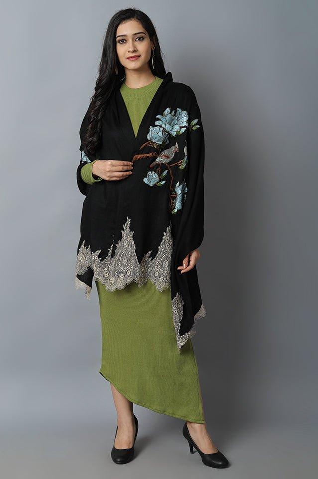 Black Bird Pashmina-Cashmere Stole