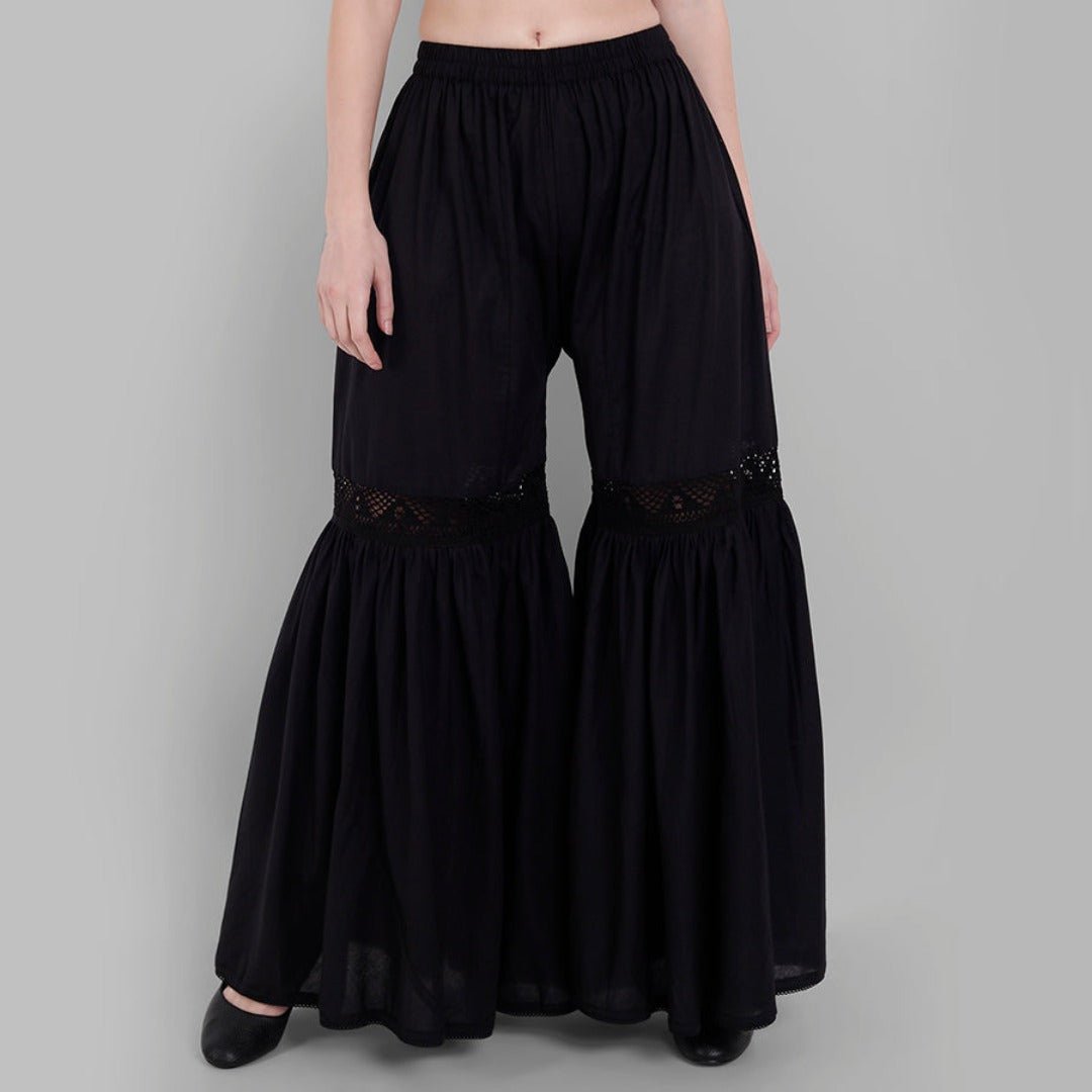 Black Cotton Hakoba Gharara Pants