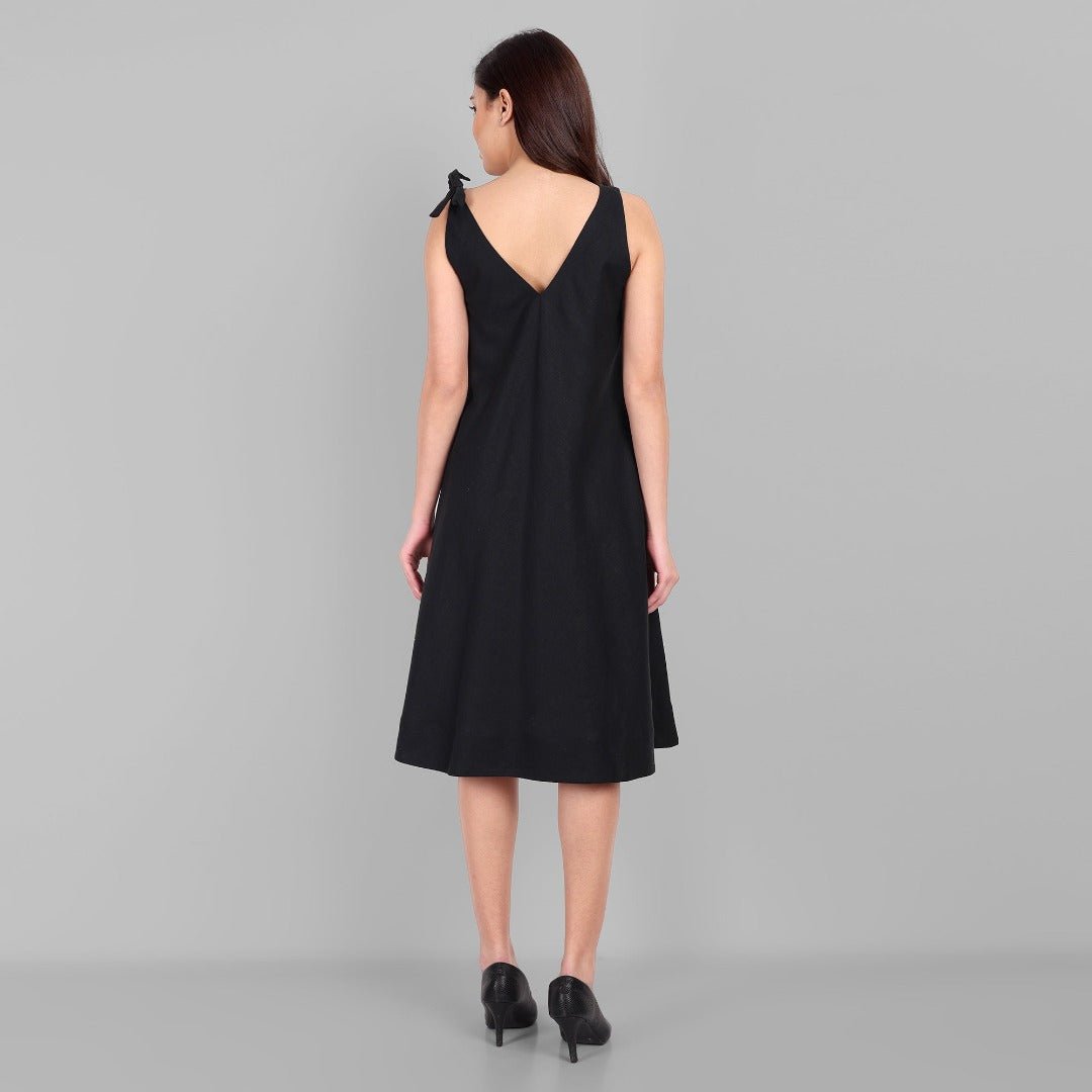 Black Cotton Handcrafted knot dress