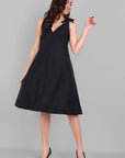 Black Cotton Handcrafted knot dress