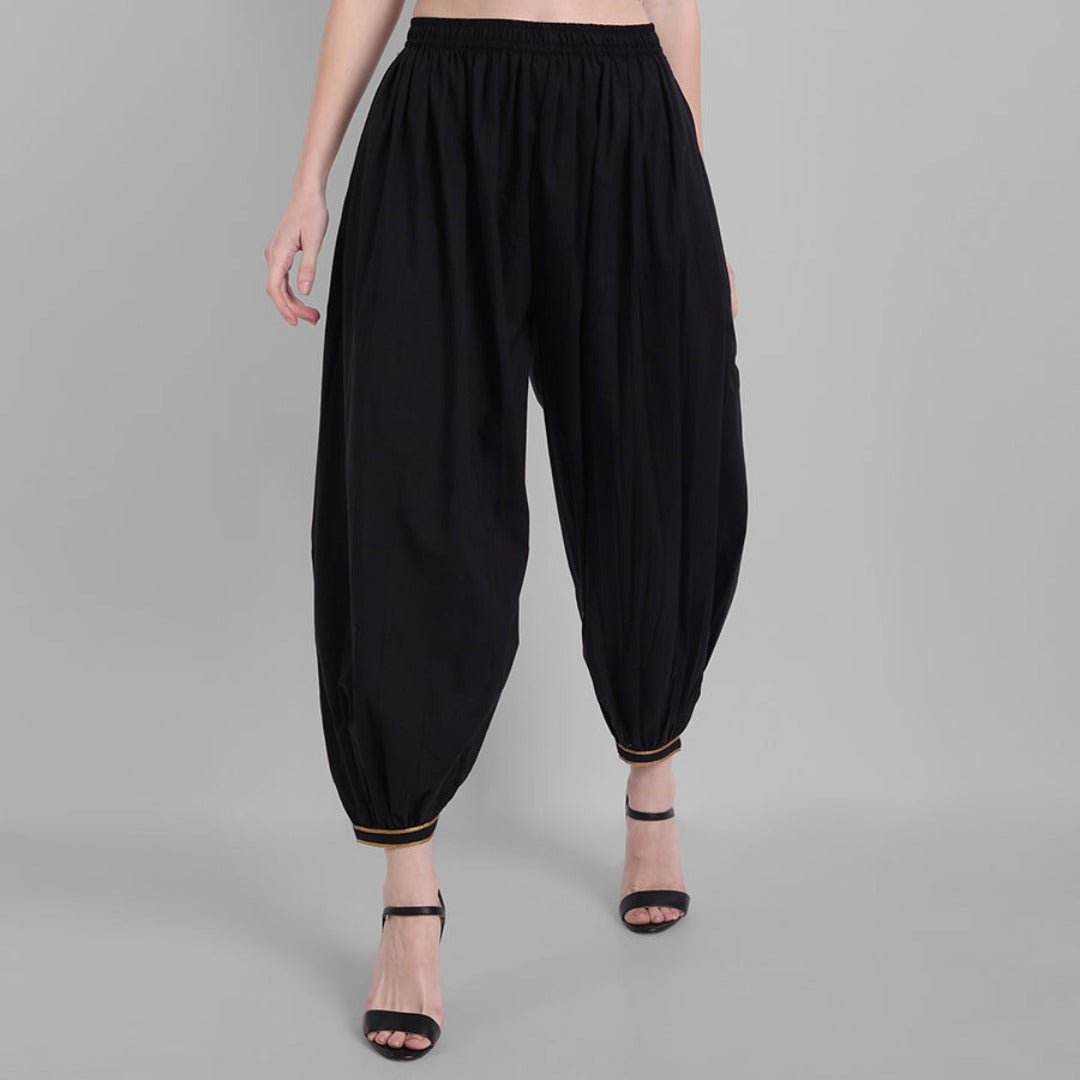 Black Cotton Harem Pants