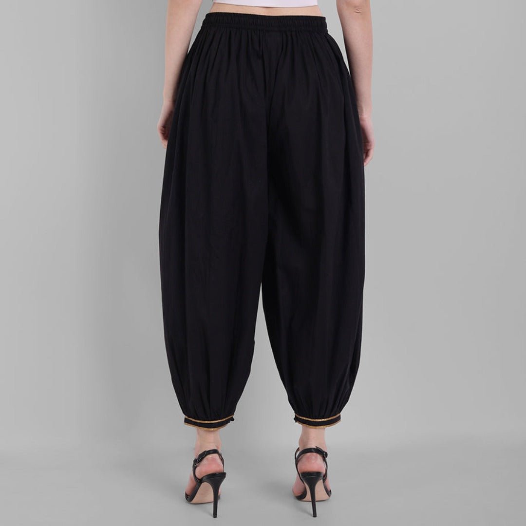 Black Organic Cotton Harem Pants