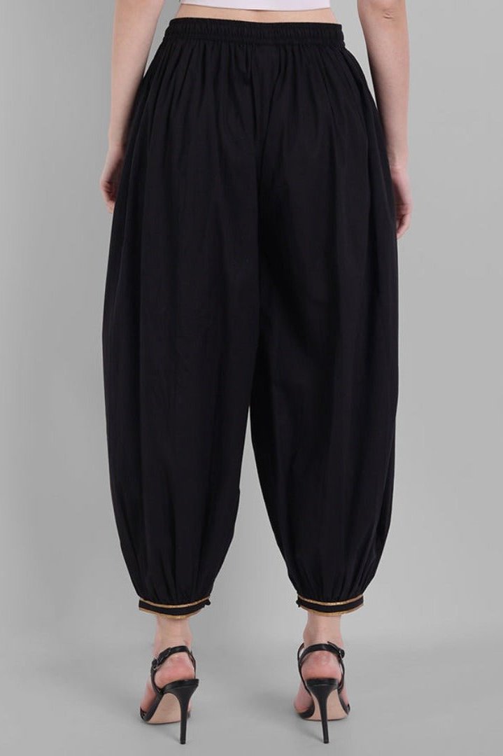 Black Organic Cotton Harem Pants