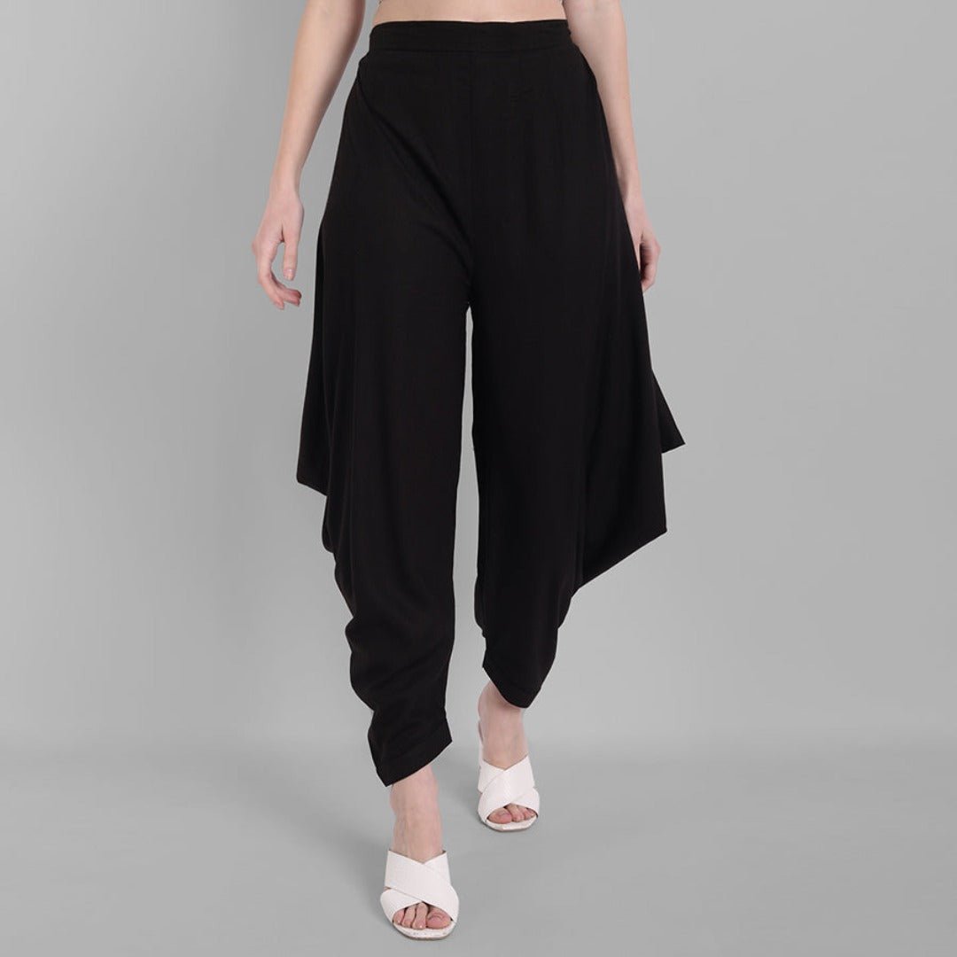 Black Cotton Triangle Dhoti Pants