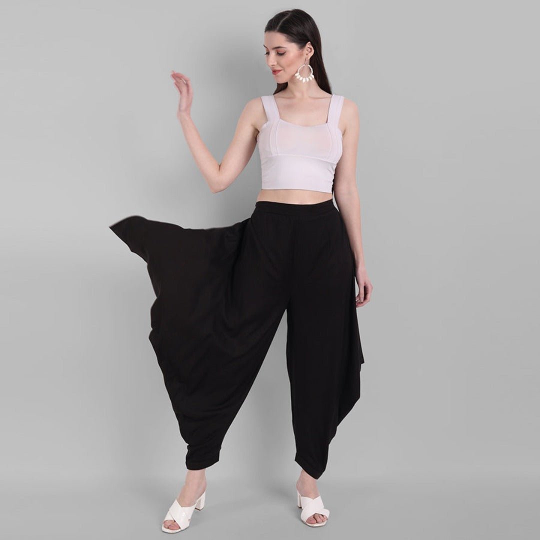 Black Cotton Triangle Dhoti Pants