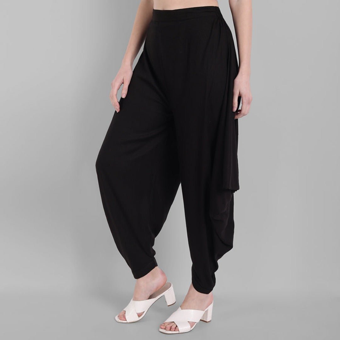 Ethnic Black Cotton Triangle Dhoti Pants