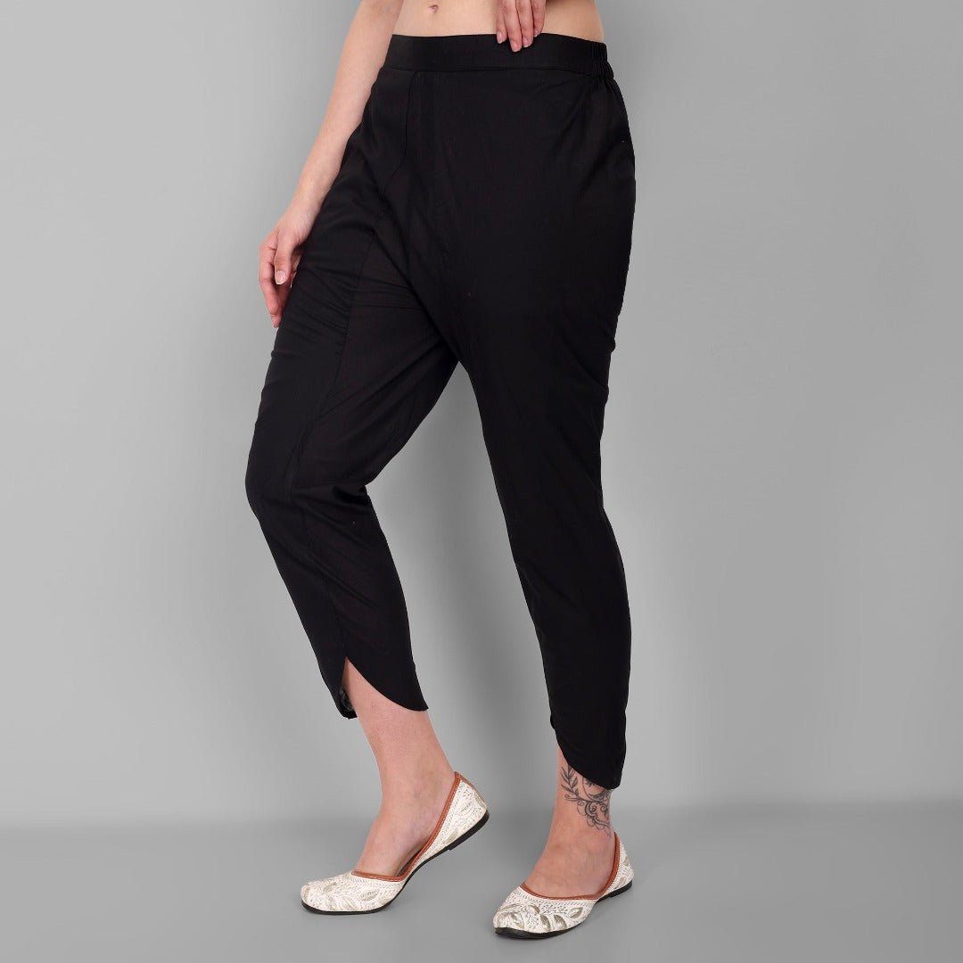 Black Cotton Tulip Pant