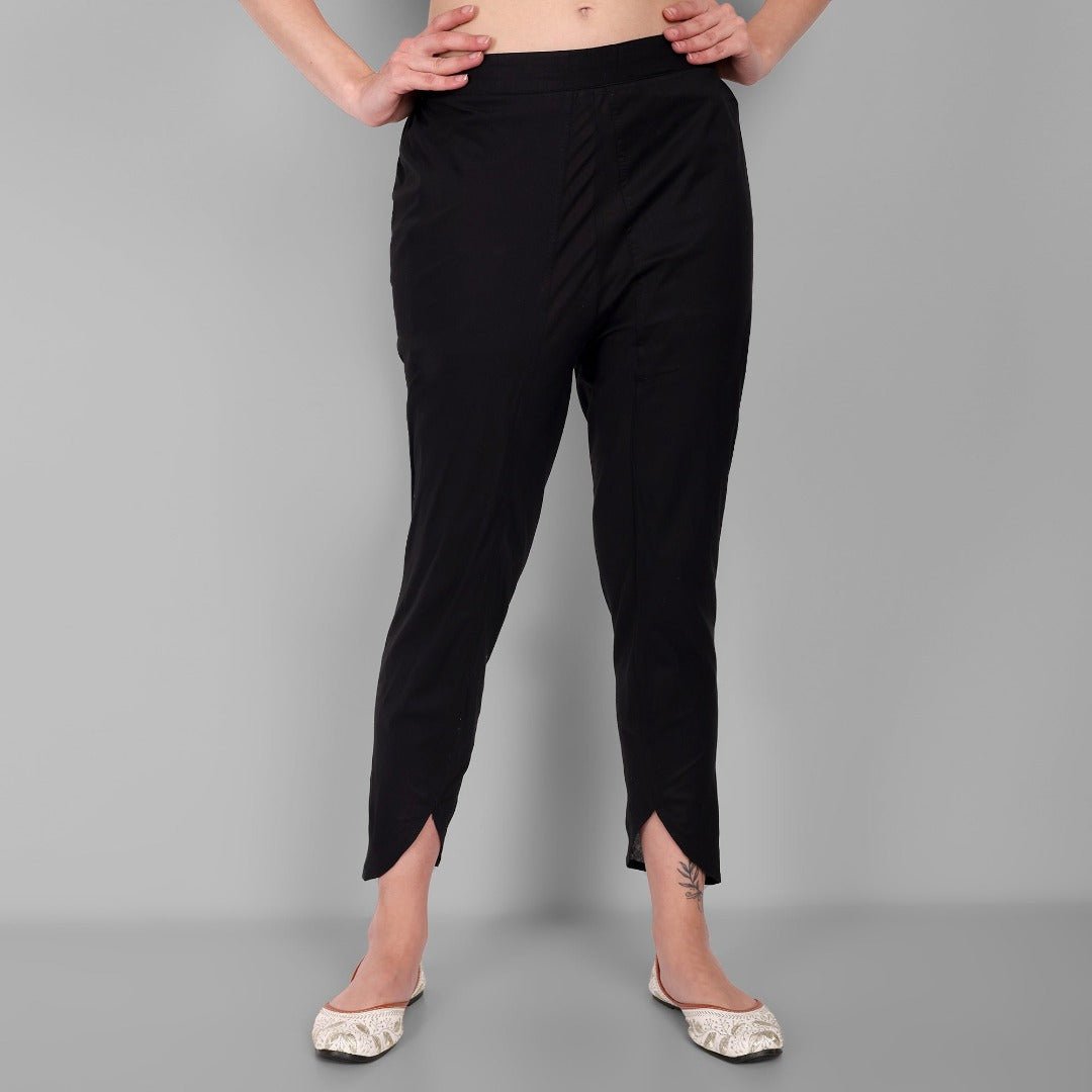 Black Cotton Tulip Pant