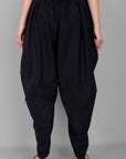 Ethnic Black Cotton Tulip Pant with Lace