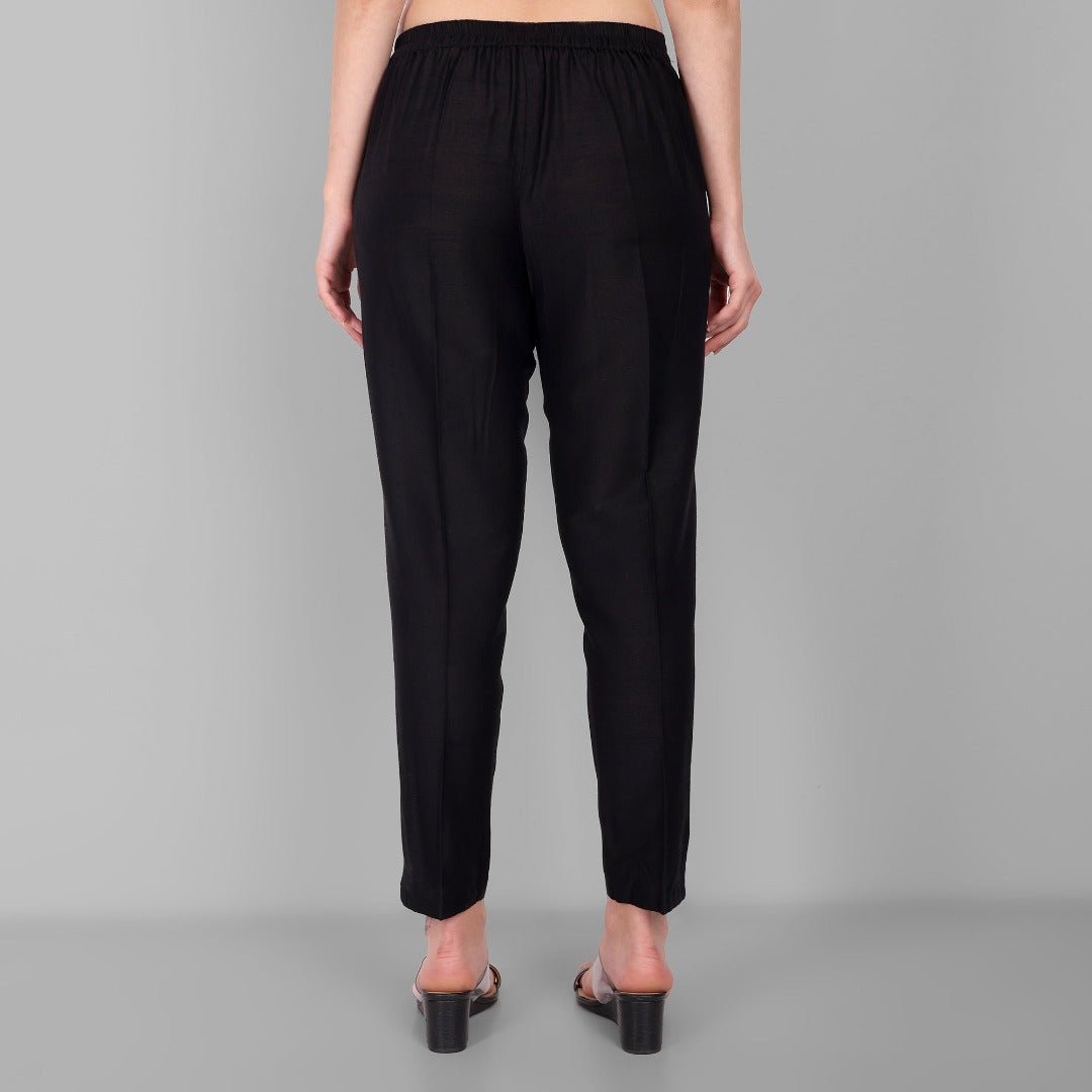 Black Drainpipe Cotton Silk Pant