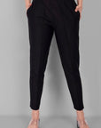 Black Drainpipe Cotton Silk Pant