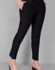 Ethnic Black Drainpipe Cotton Silk Pant