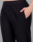 Black Drainpipe Cotton Silk Pant Online