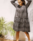 Black ikat Knee-length dress