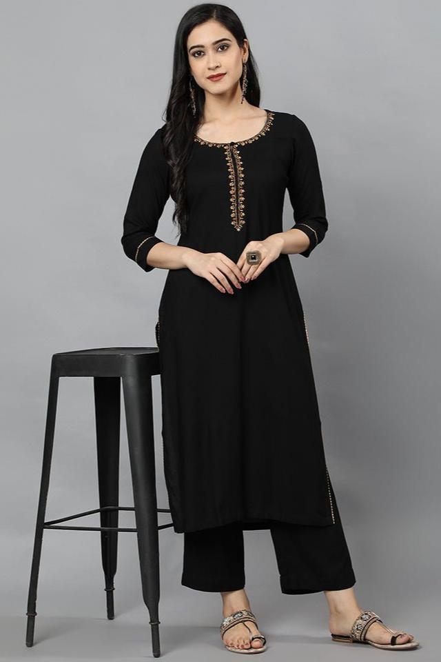 Women Black Kurta Pant Set