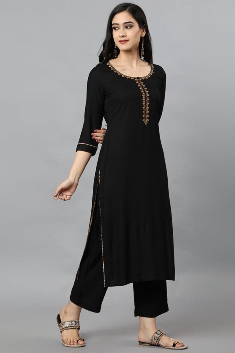 Women Black Jehlum Kurta & Pants Set