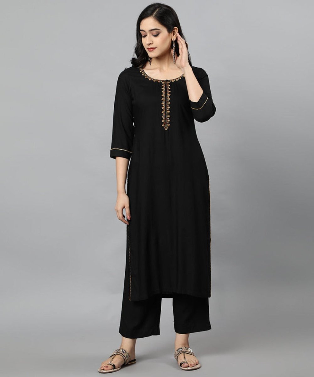 Black Jehlum Kurta &amp; Pants Set