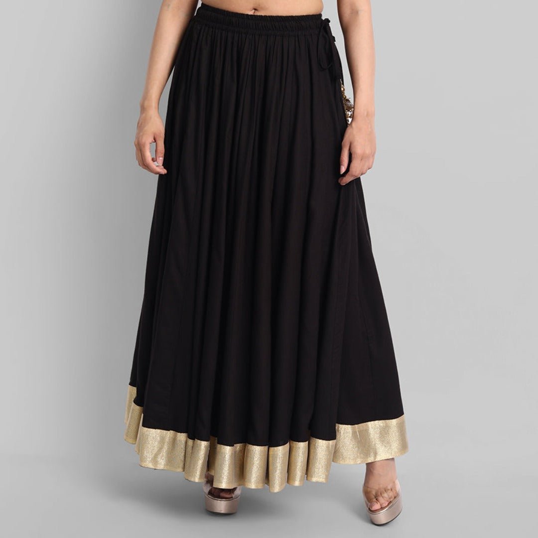 Black Kalidar Golden Border Skirt