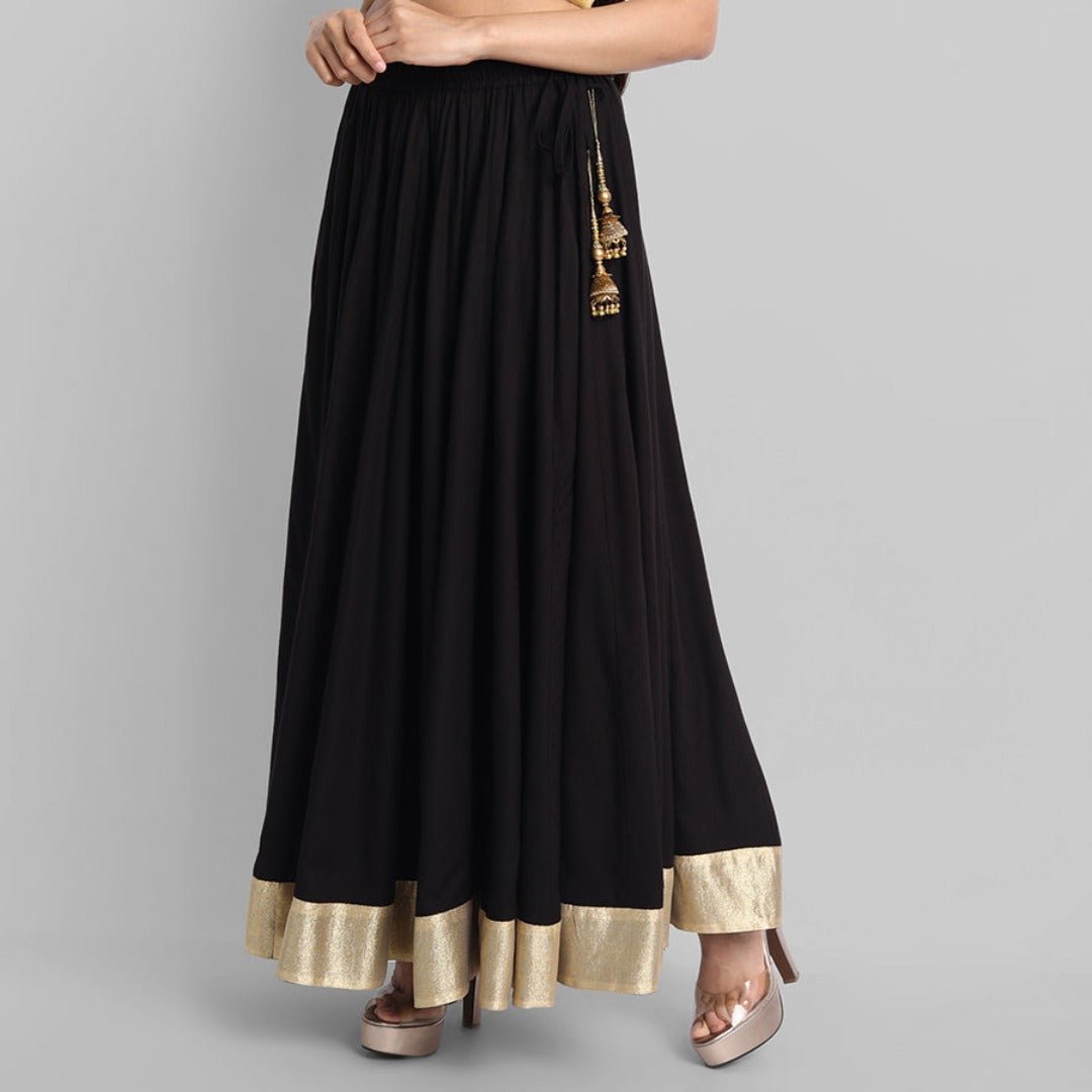 Black Kalidar Golden Border Skirt