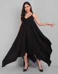 Black Long Alisha Handkerchief Dress