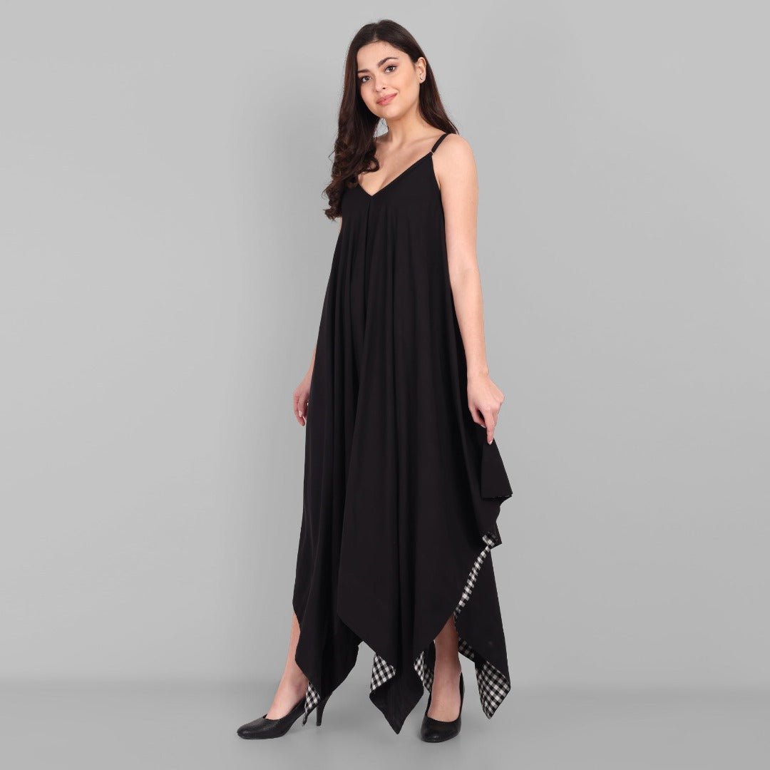 Black Handkerchief Dress For Womens