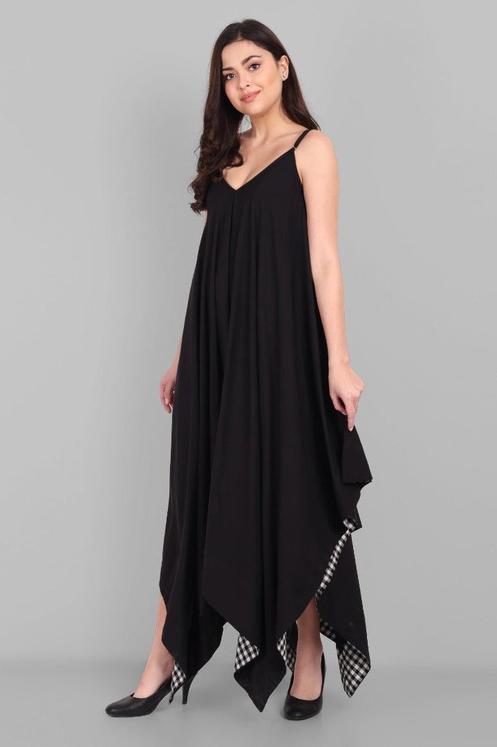 Black Handkerchief Dress For Womens