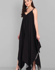 Black Handkerchief Dress For Womens