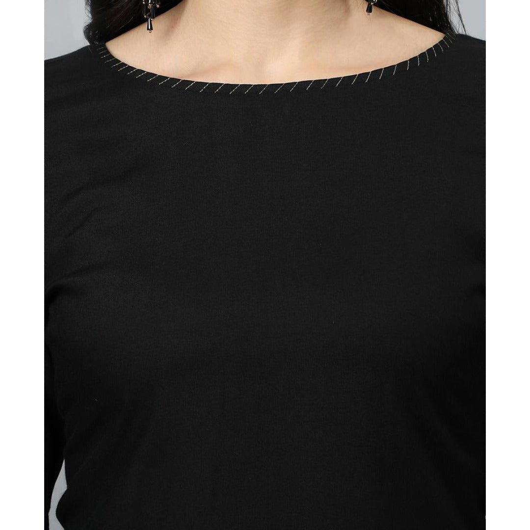 Black Rayon Crop-top