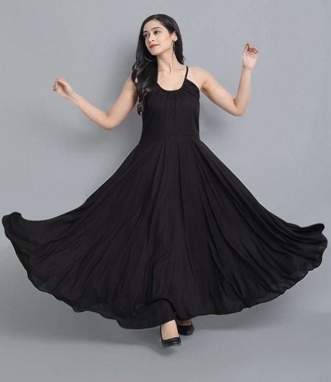 Black Rayon Long Dress