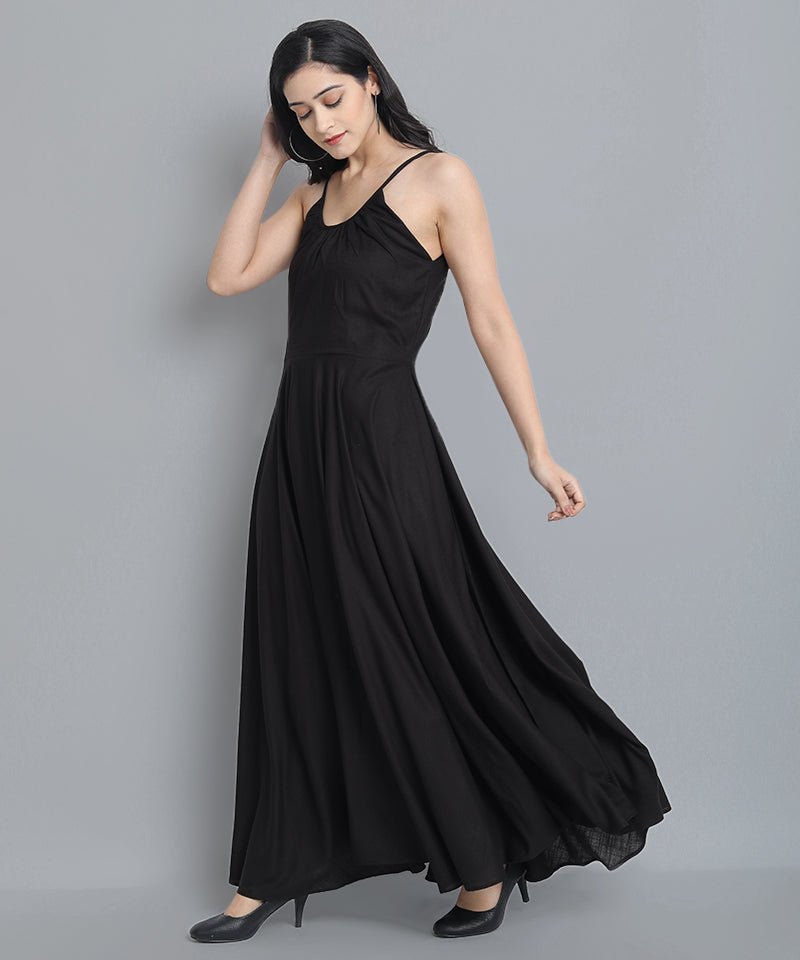 Black Rayon Long Dress