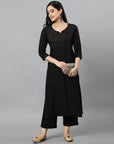 Black Rayon Sonapani Kurta For Girls