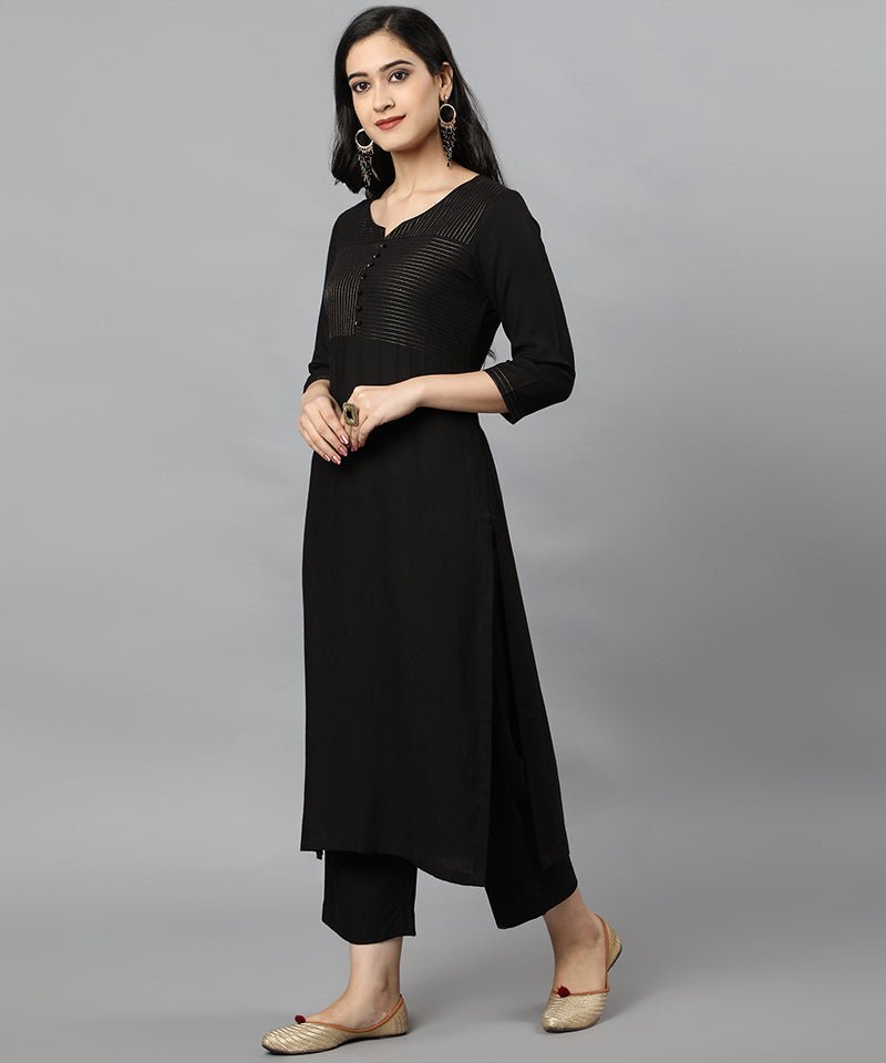 Black Rayon Sonapani Kurta