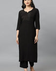 Black Rayon Sonapani Kurta