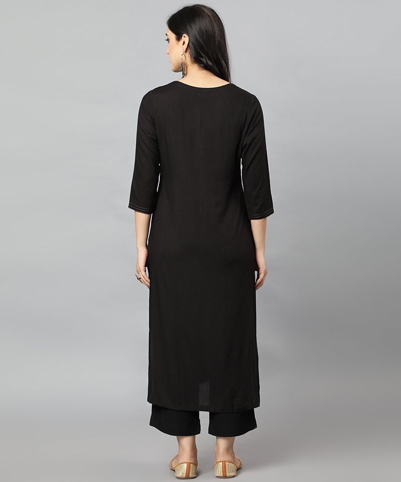 Black Rayon Sonapani Kurta