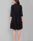 Black Tiered Short Dress For Womens