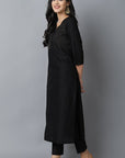 Black Textured Silk Sonapani Kurta & Pants Set